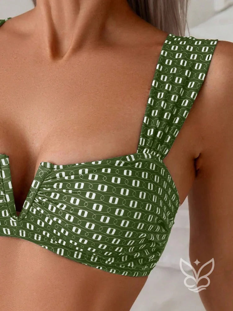 Biquíni Estampado Com Alças Largas E Cintura Alta Biquíni Estampado Com Alças Largas E Cintura Alta