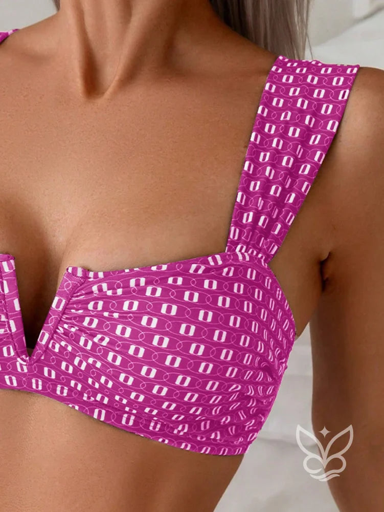 Biquíni Estampado Com Alças Largas E Cintura Alta Biquíni Estampado Com Alças Largas E Cintura Alta