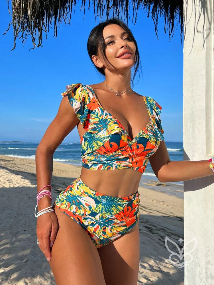 Biquíni Top Cropped Halter Com Cintura Alta Modeladora Biquíni Top Cropped Halter Com Cintura Alta Modeladora