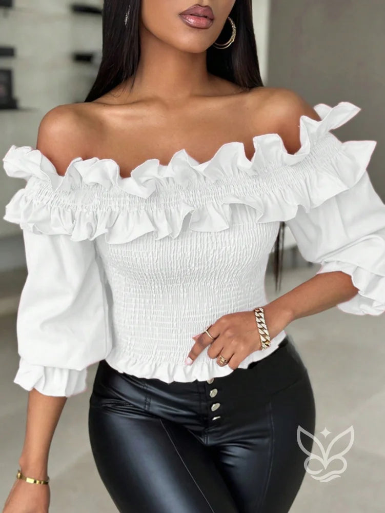 Blusa Ciganinha com Babados e Corpo Lastex Blusa Ciganinha com Babados e Corpo Lastex