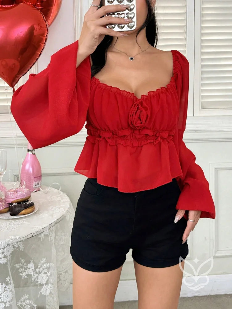Blusa Ciganinha com Franzido no Busto e Manga Longa Blusa Ciganinha com Franzido no Busto e Manga Longa