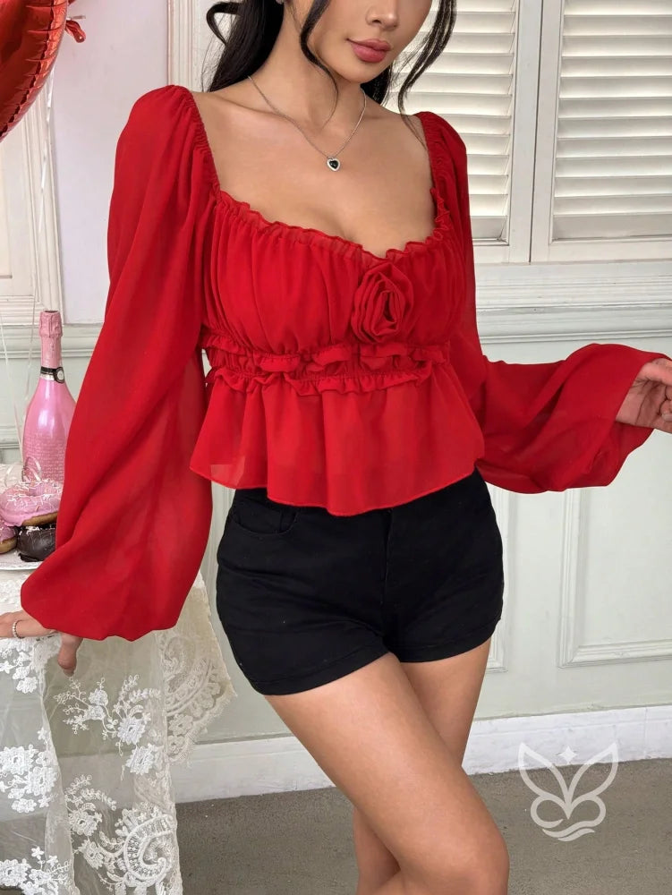 Blusa Ciganinha com Franzido no Busto e Manga Longa Blusa Ciganinha com Franzido no Busto e Manga Longa