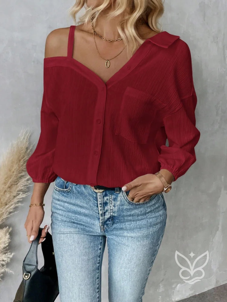 Blusa de Botão com Caimento Solto e Alça Fina Blusa de Botão com Caimento Solto e Alça Fina