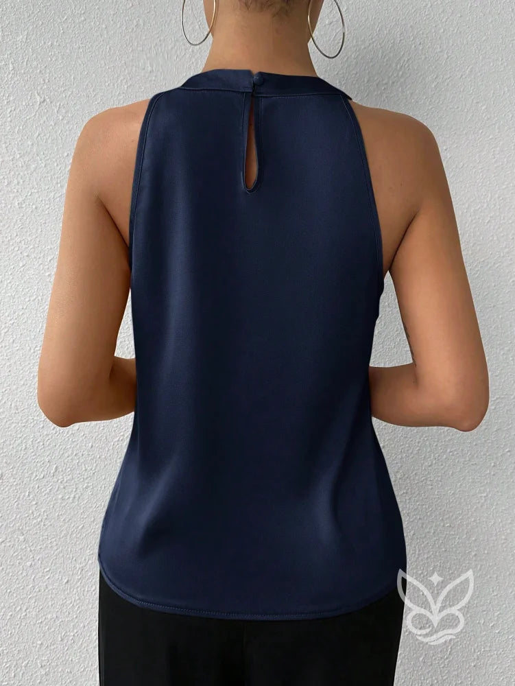 Blusa Frente Única Em Cetim Com Drapeado Sofisticado Blusa Frente Única Em Cetim Com Drapeado Sofisticado