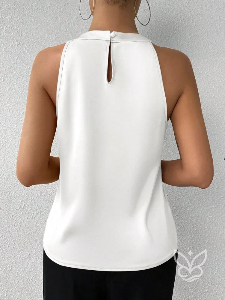 Blusa Frente Única Em Cetim Com Drapeado Sofisticado Blusa Frente Única Em Cetim Com Drapeado Sofisticado