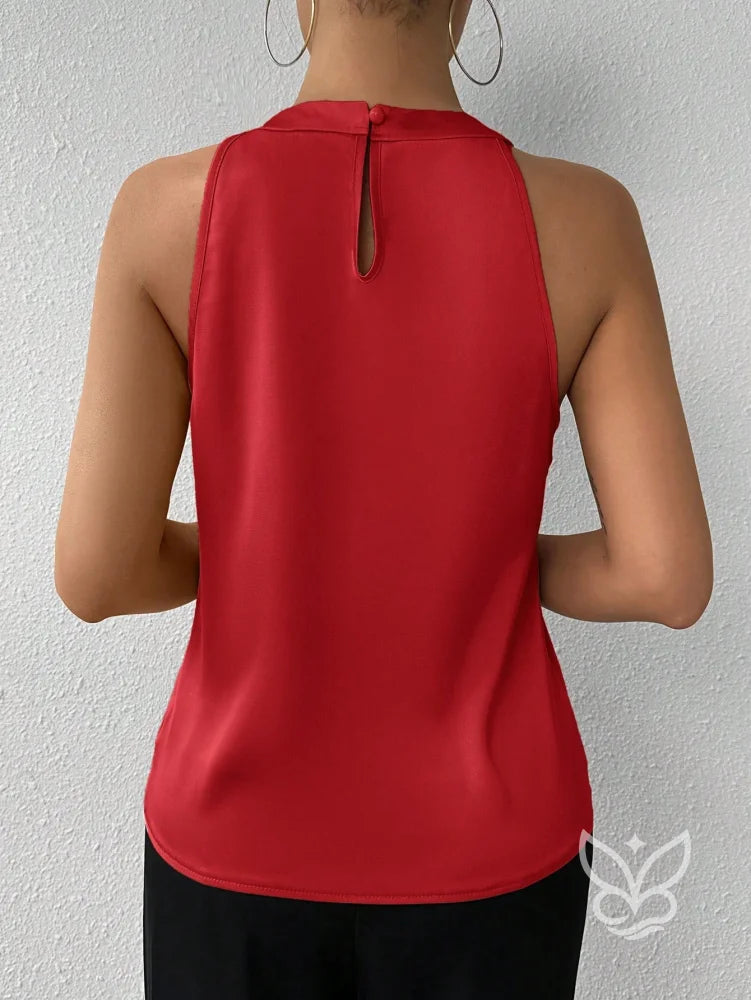 Blusa Frente Única Em Cetim Com Drapeado Sofisticado Blusa Frente Única Em Cetim Com Drapeado Sofisticado