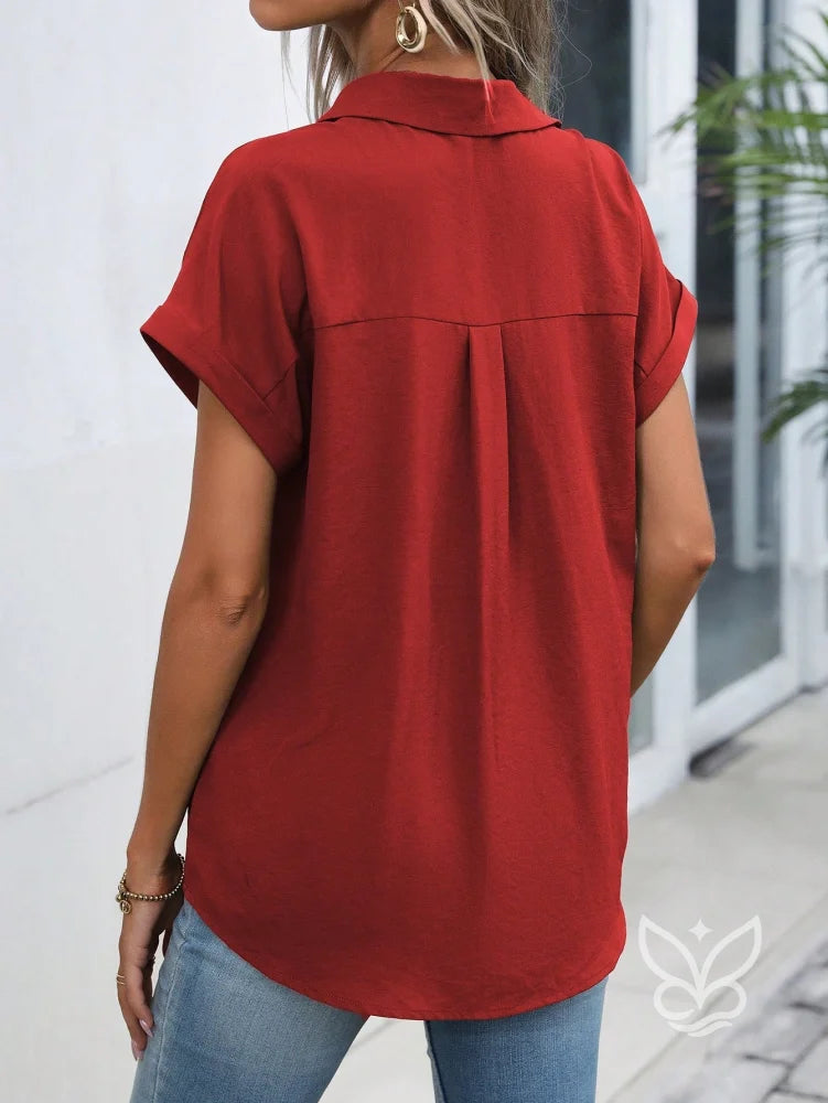 Blusa Gola Lapela Com Manga Morcego Curta Blusa Gola Lapela Com Manga Morcego Curta