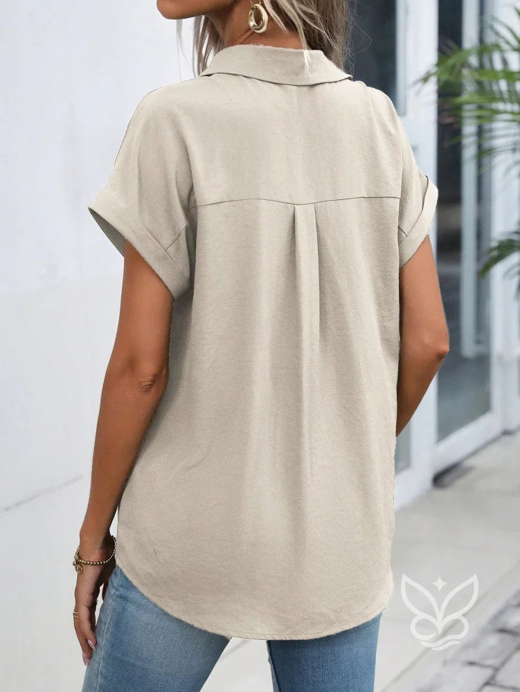 Blusa Gola Lapela Com Manga Morcego Curta Blusa Gola Lapela Com Manga Morcego Curta
