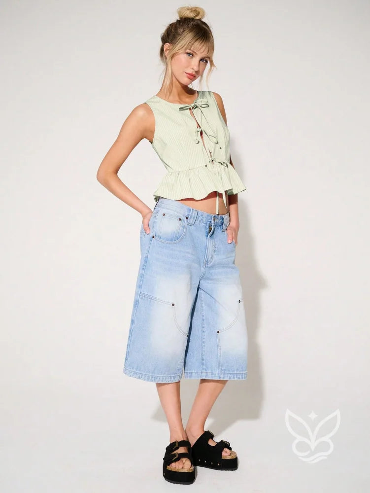 Blusa Regata Com Babado E Amarração Frontal Blusa Regata Com Babado E Amarração Frontal