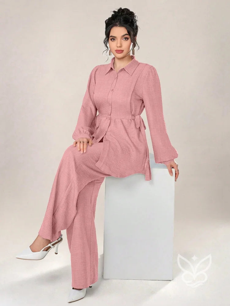 Conjunto Alfaiataria Blusa Botões Frente E Calça Conjunto Alfaiataria Blusa Botões Frente E Calça