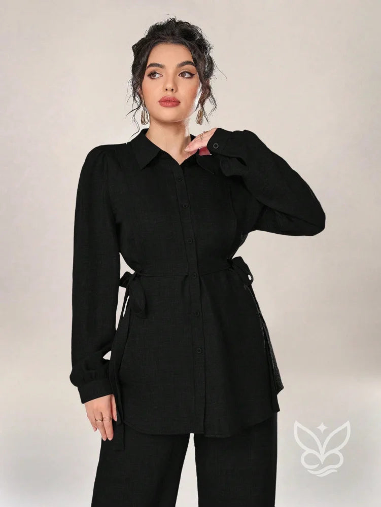 Conjunto Alfaiataria Blusa Botões Frente E Calça Conjunto Alfaiataria Blusa Botões Frente E Calça