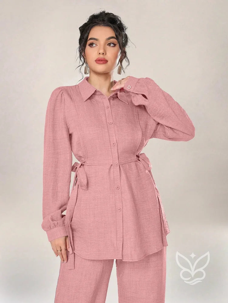 Conjunto Alfaiataria Blusa Botões Frente E Calça Conjunto Alfaiataria Blusa Botões Frente E Calça