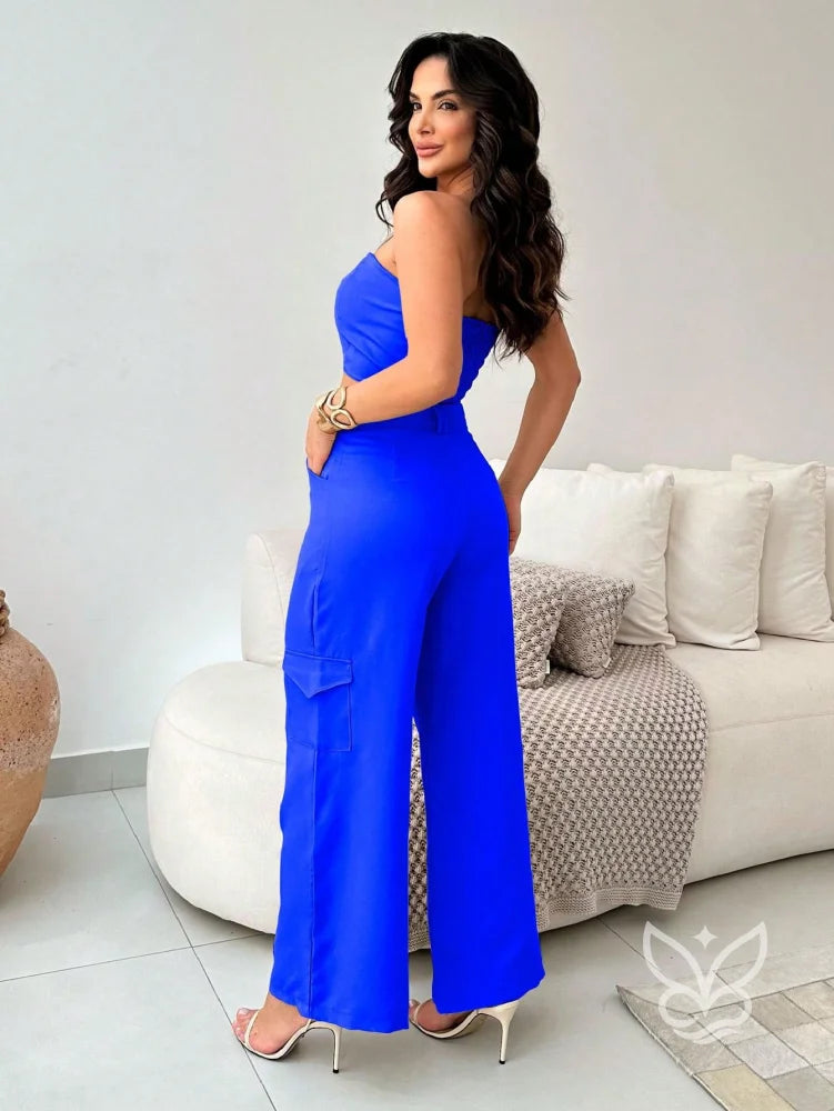 Conjunto Alfaiataria Com Top Tomara Que Caia E Calça Pantalona Flare Conjunto Alfaiataria Com Top Tomara Que Caia E