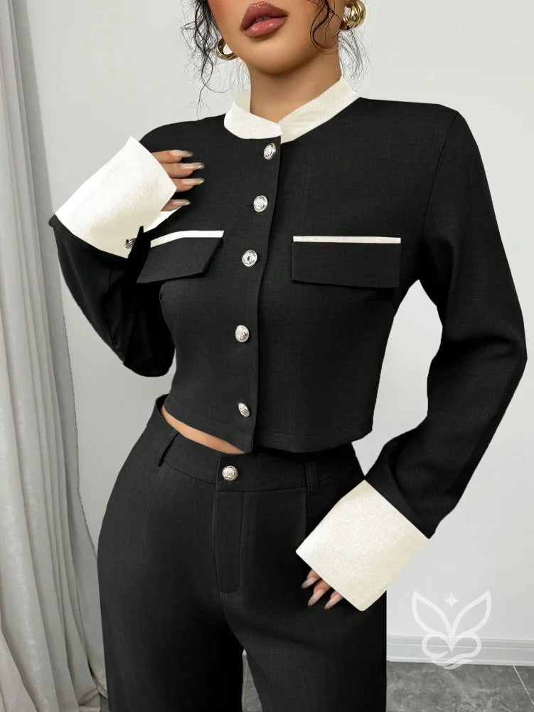 Conjunto Blazer Bicolor Com Calça Social Conjunto Blazer Bicolor Com Calça Social