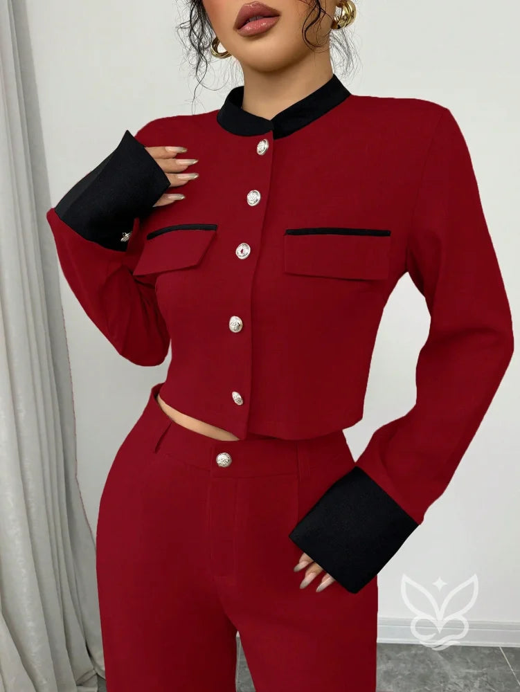 Conjunto Blazer Bicolor Com Calça Social Conjunto Blazer Bicolor Com Calça Social