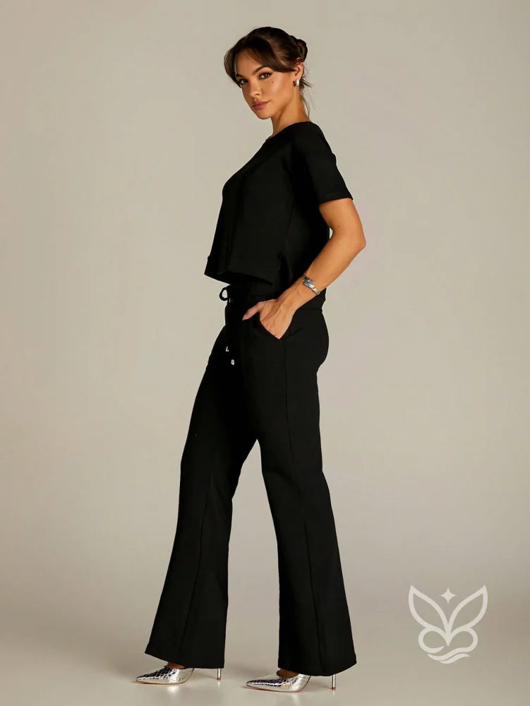 Conjunto Blusa Manga Curta Com Calça Flare Conjunto Blusa Manga Curta Com Calça Flare