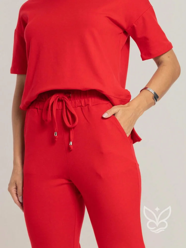 Conjunto Blusa Manga Curta Com Calça Flare Conjunto Blusa Manga Curta Com Calça Flare