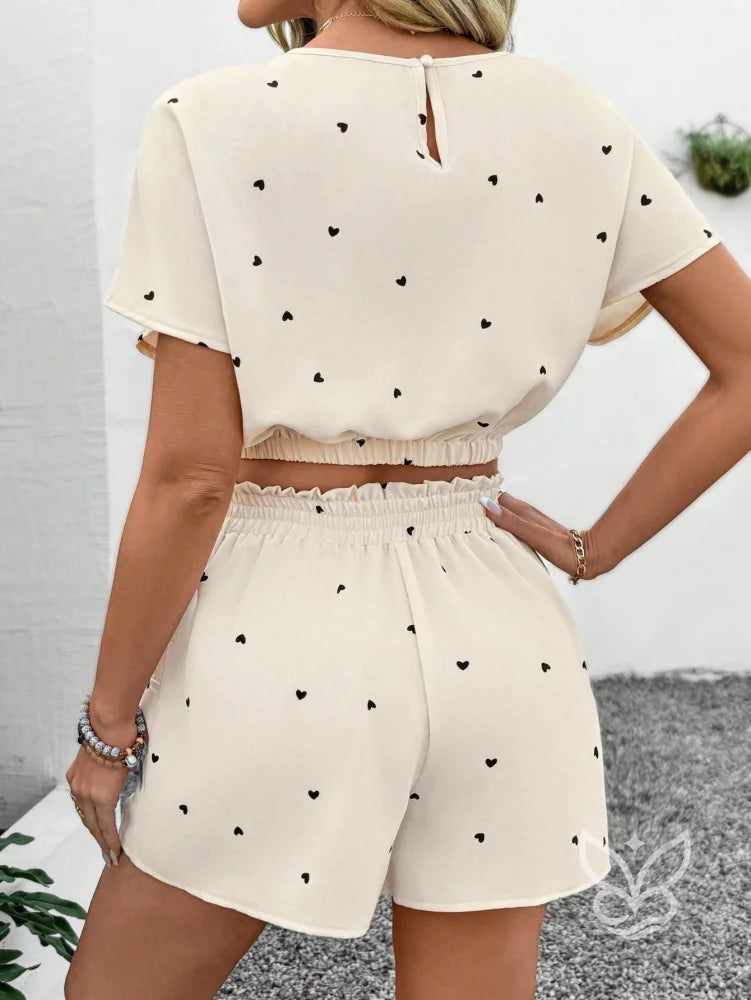 Conjunto Camisa Estampada Com Shorts Solto Conjunto Camisa Estampada Com Shorts Solto