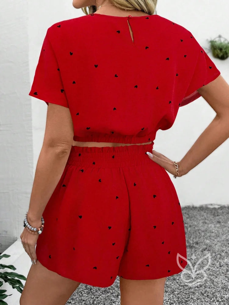 Conjunto Camisa Estampada Com Shorts Solto Conjunto Camisa Estampada Com Shorts Solto