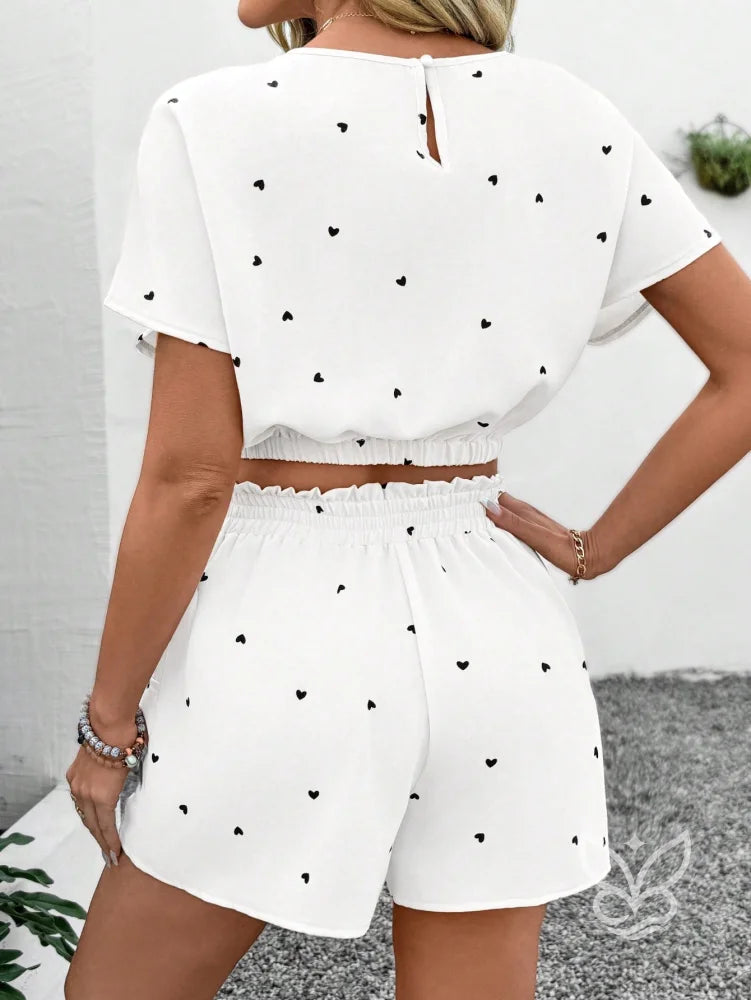 Conjunto Camisa Estampada Com Shorts Solto Conjunto Camisa Estampada Com Shorts Solto