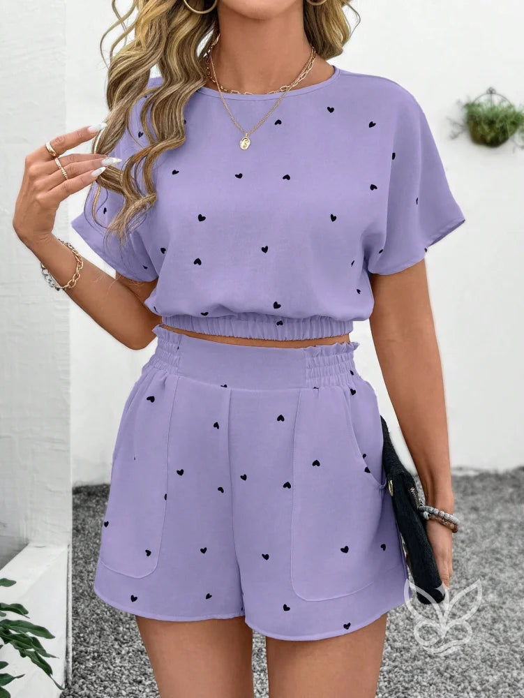 Conjunto Camisa Estampada Com Shorts Solto Conjunto Camisa Estampada Com Shorts Solto