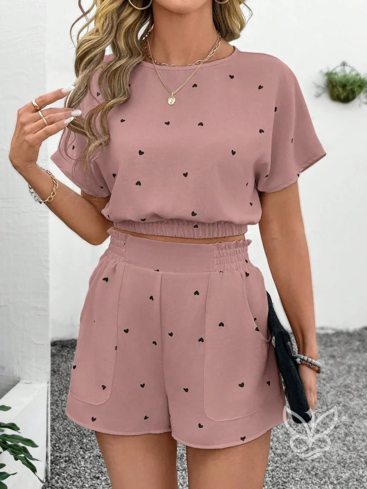 Conjunto Camisa Estampada Com Shorts Solto Conjunto Camisa Estampada Com Shorts Solto