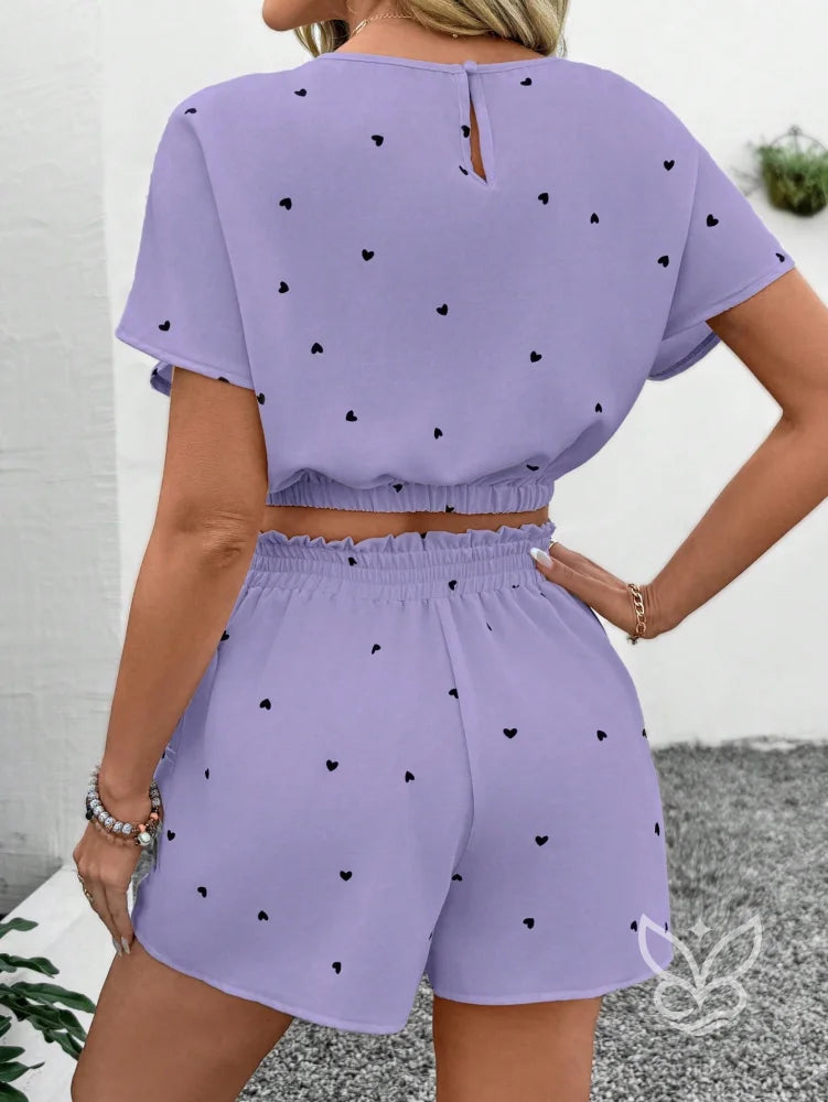 Conjunto Camisa Estampada Com Shorts Solto Conjunto Camisa Estampada Com Shorts Solto