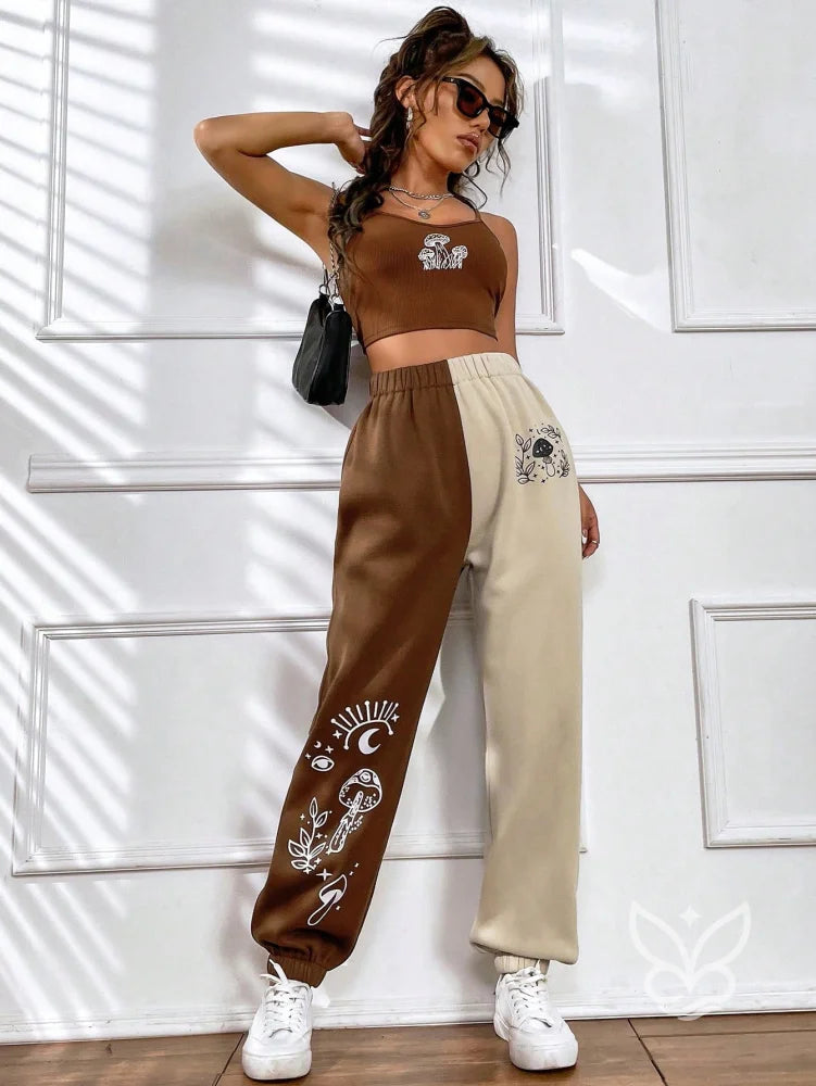 Conjunto Camisola Estampada E Calça Moletom Bicolor Conjunto Camisola Estampada E Calça Moletom Bicolor