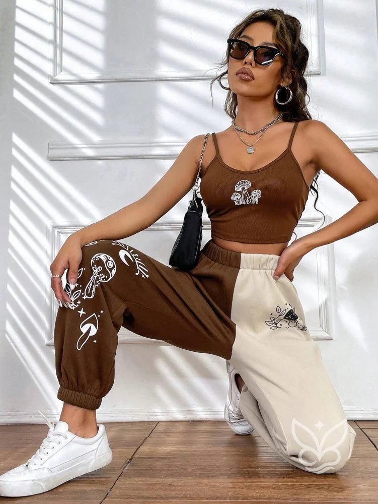 Conjunto Camisola Estampada E Calça Moletom Bicolor Conjunto Camisola Estampada E Calça Moletom Bicolor
