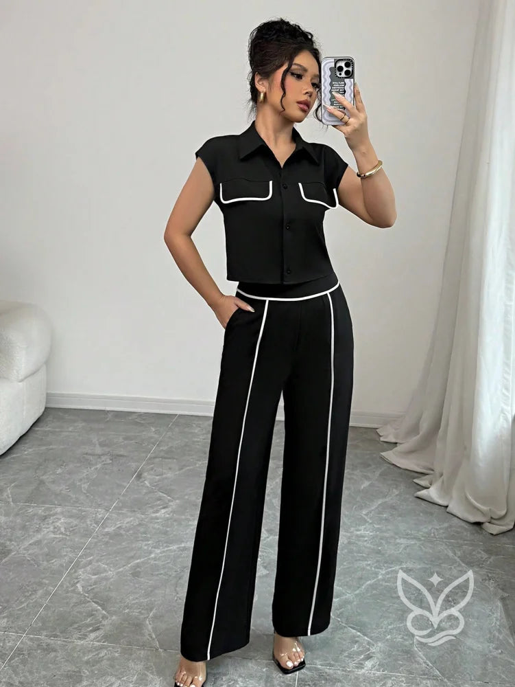 Conjunto Casual Blazer Abotoado E Calça Relaxada Conjunto Casual Blazer Abotoado E Calça Relaxada