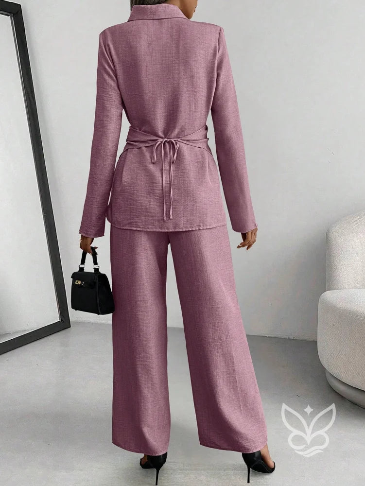 Conjunto Casual Blusa Manga Longa Transpassada E Calça Conjunto Casual Blusa Manga Longa Transpassada E Calça