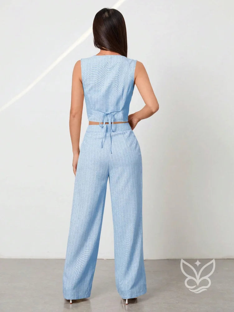 Conjunto Colete Aberto Sem Manga E Calça Casual Conjunto Colete Aberto Sem Manga E Calça Casual
