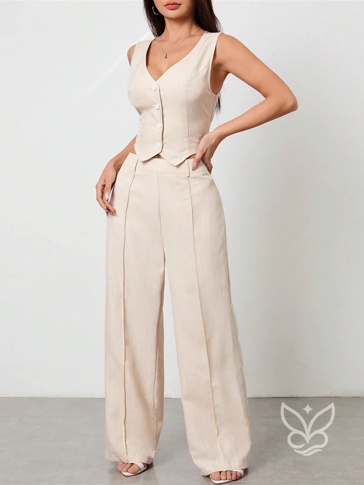 Conjunto Colete Aberto Sem Manga E Calça Casual Conjunto Colete Aberto Sem Manga E Calça Casual