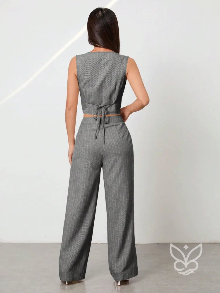 Conjunto Colete Aberto Sem Manga E Calça Casual Conjunto Colete Aberto Sem Manga E Calça Casual