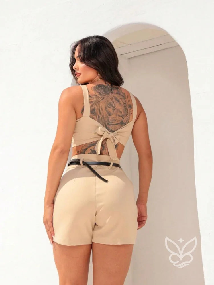 Conjunto Cropped Alfaitaria Com Shorts Conjunto Cropped Alfaitaria Com Shorts