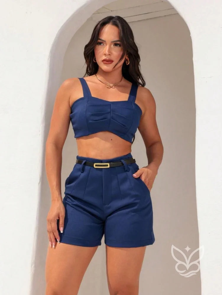 Conjunto Cropped Alfaitaria Com Shorts Conjunto Cropped Alfaitaria Com Shorts