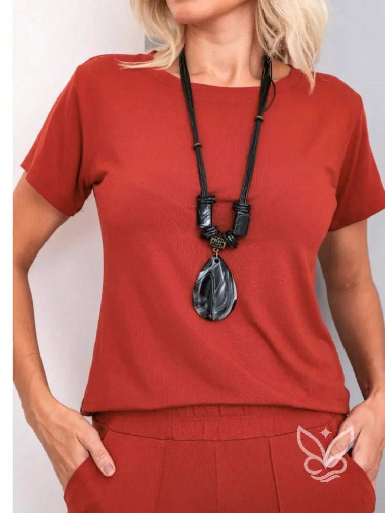 Conjunto Loungewear Com Blusa Básica E Calça De Malha Conjunto Loungewear Com Blusa Básica E Calça De Malha