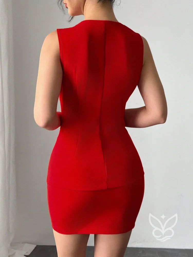 Conjunto Regata Com Bolsos E Saia Bodycon Curta Conjunto Regata Com Bolsos E Saia Bodycon Curta