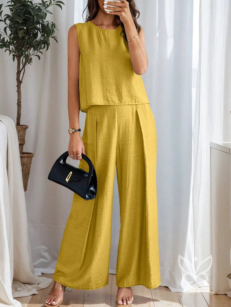 Conjunto Regata Gola Redonda E Calça Pantalona Conjunto Regata Gola Redonda E Calça Pantalona