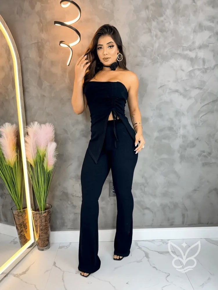 Conjunto Tomara Que Caia Com Amarração Lateral Preto / P Conjunto Tomara Que Caia Com Amarração Lateral