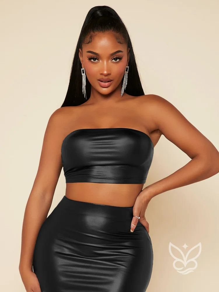 Conjunto Tomara Que Caia Com Saia Midi Ajustada Conjunto Tomara Que Caia Com Saia Midi Ajustada