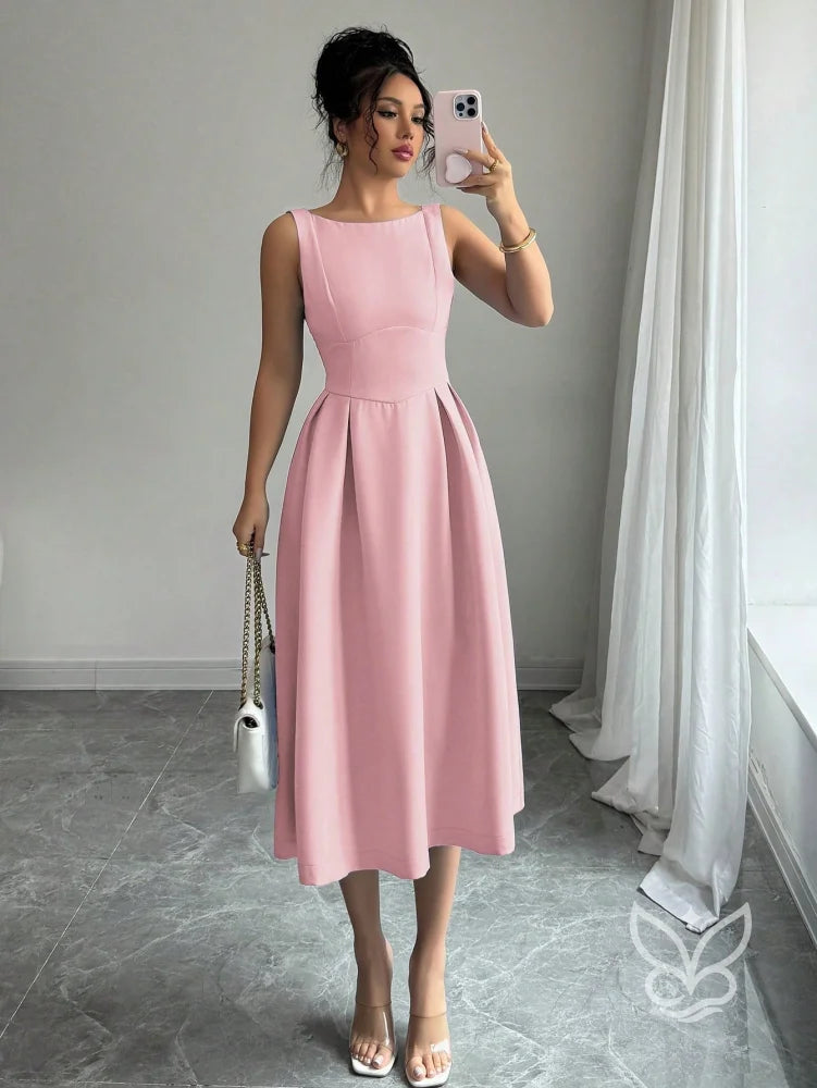 Vestido A-Line Midi Com Alças Largas E Caimento Nobre Vestido A-Line Midi Com Alças Largas E Caimento Nobre