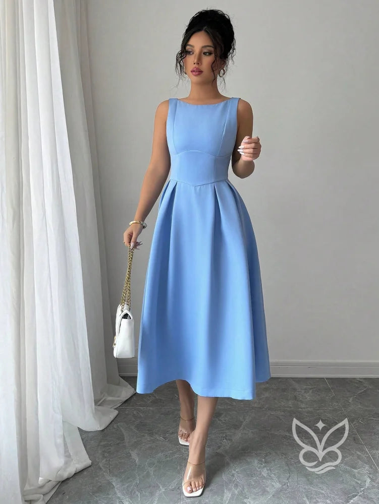 Vestido A-Line Midi Com Alças Largas E Caimento Nobre Vestido A-Line Midi Com Alças Largas E Caimento Nobre