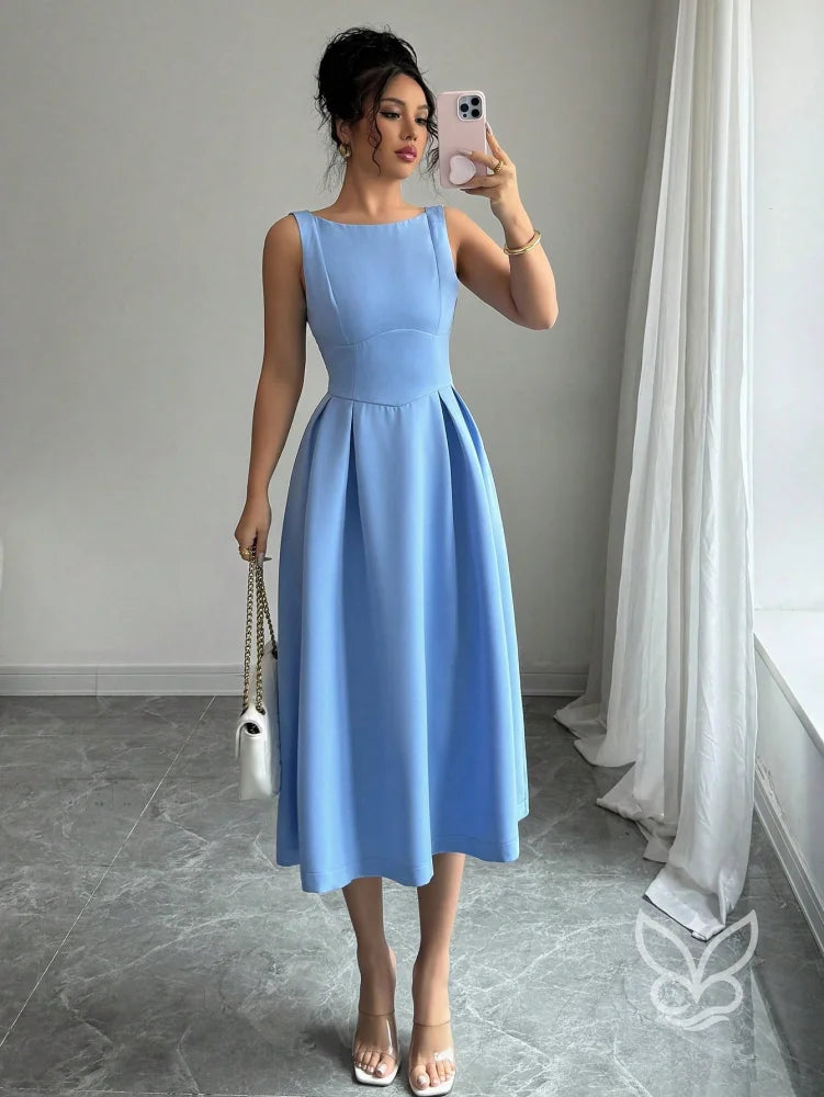Vestido A-Line Midi Com Alças Largas E Caimento Nobre Vestido A-Line Midi Com Alças Largas E Caimento Nobre
