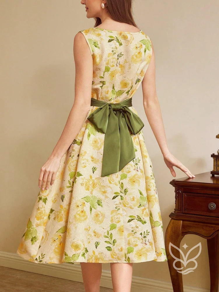 Vestido A-Line Renda Floral Com Cintura Marcada Romântico Vestido A-Line Renda Floral Com Cintura Marcada Romântico