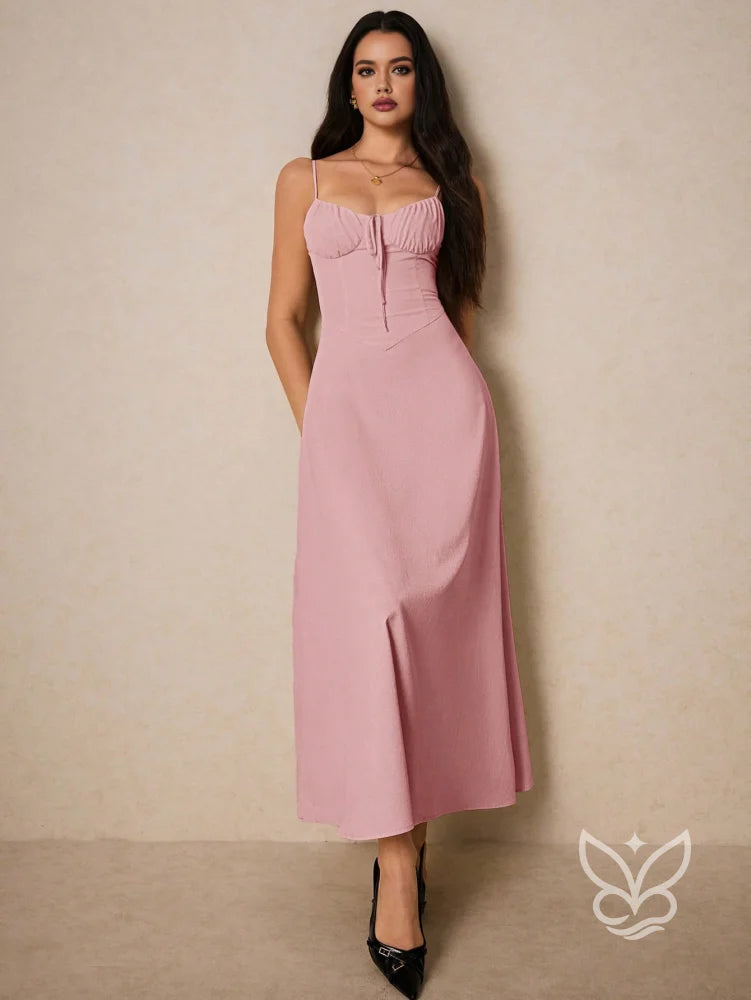 Vestido Casual com Franzido no Busto e Alças Finas Vestido Casual com Franzido no Busto e Alças Finas