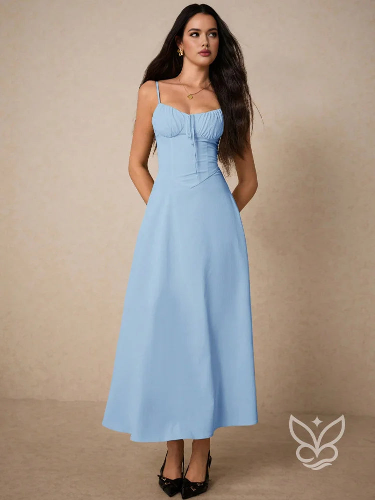 Vestido Casual com Franzido no Busto e Alças Finas Vestido Casual com Franzido no Busto e Alças Finas