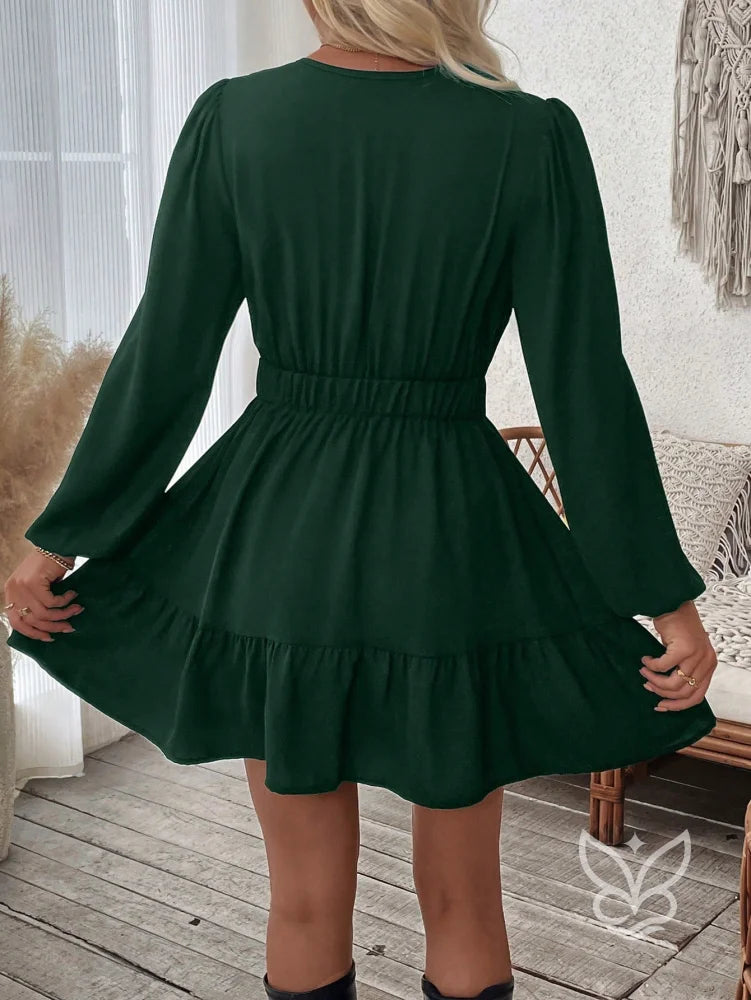 Vestido Curto Com Bordado Étnico E Manga Longa Vestido Curto Com Bordado Étnico E Manga Longa