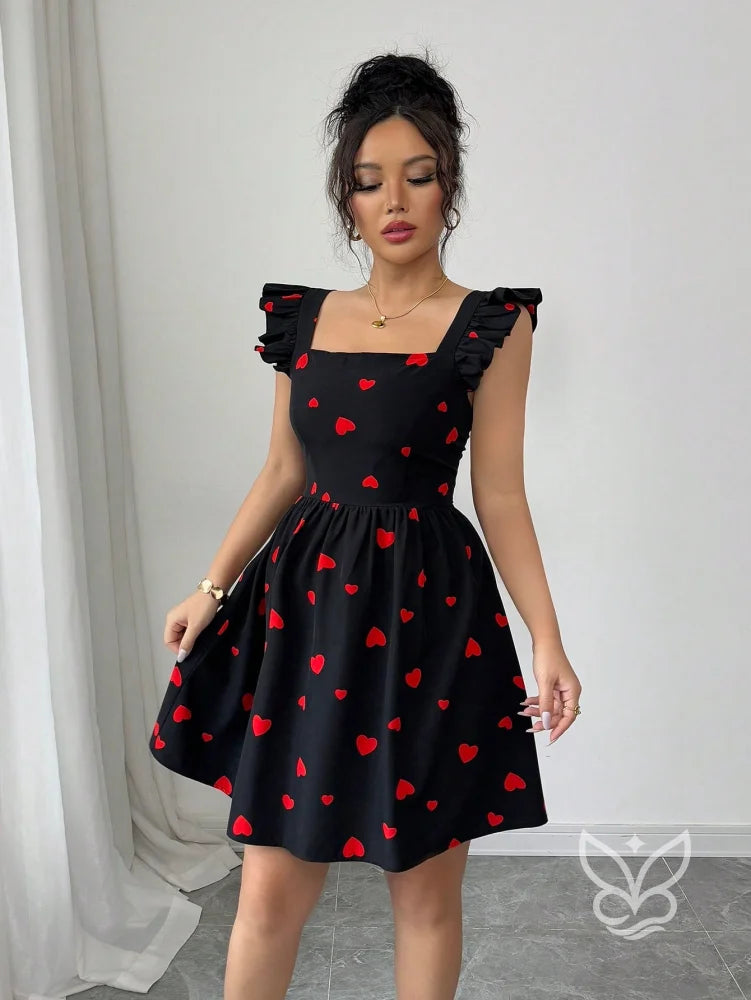 Vestido Estampado Animal Print Com Babado E Costas Abertas Vestido Rodado Com Estampa Floral E Manga Bufante