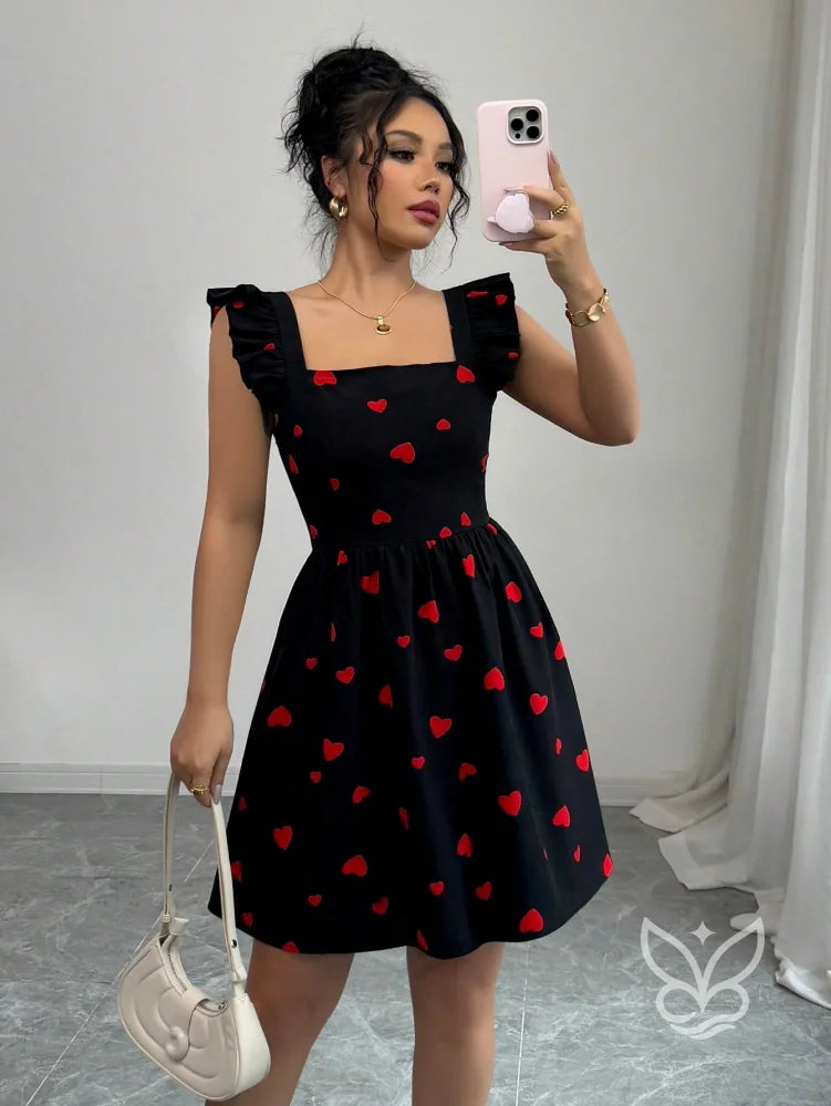 Vestido Estampado Animal Print Com Babado E Costas Abertas Vestido Rodado Com Estampa Floral E Manga Bufante